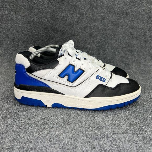 New Balance 550 Shoes Men's Size 10 White Royal Black Athletic Retro Sneakers - Picture 1 of 11